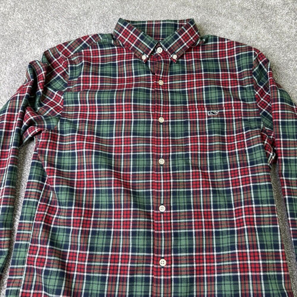Vineyard Vines Shirt Men’s Small Red Plaid Slim Fit Tucker Shirt Long Sleeve
